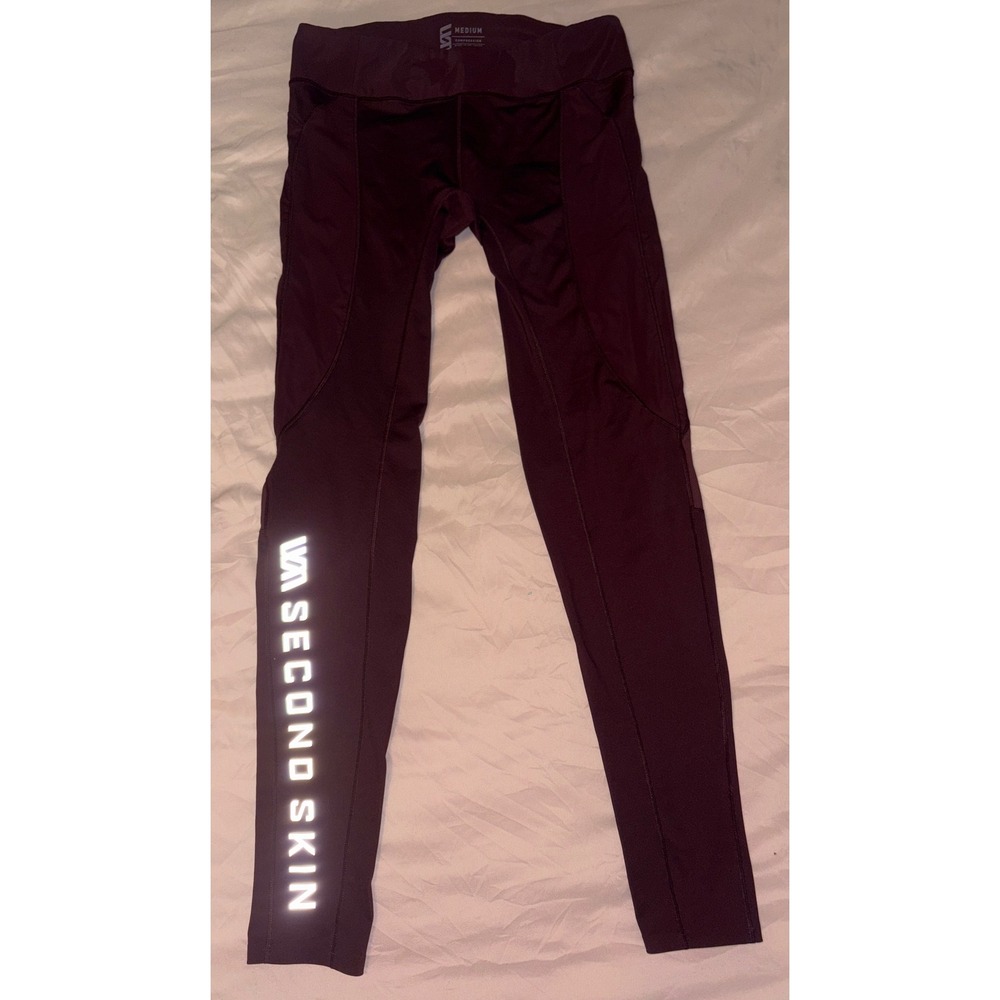 Second Skin Women's Burgundy‎ Compression Activewear Leggings, Medium